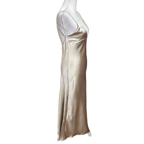 Zara NWT Satin Slip Dress Women’s Size Medium Gold Midi Camisole Style - Picture 4 of 9